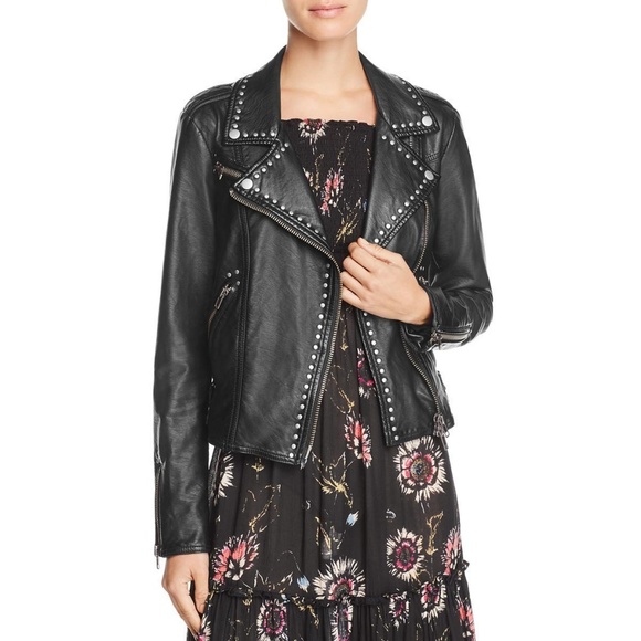 Free People Jackets & Blazers - Free People Vegan Leather Studded Moto Jacket